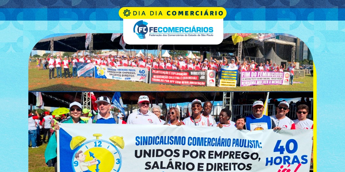 Comerciários e práticos de farmácia na linha de frente da Marcha da Classe Trabalhadora em Brasília